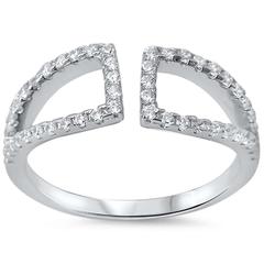 CZ Open Wrap Sterling Silver Ring
