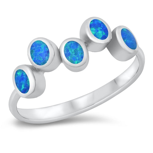 Opal Bezel Oval Opal Cluster Sterling Silver Ring