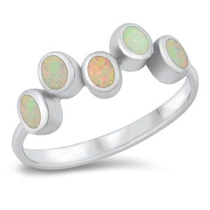 Opal Bezel Oval Opal Cluster Sterling Silver Ring