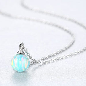 Sphere Opal Sterling Silver Necklace