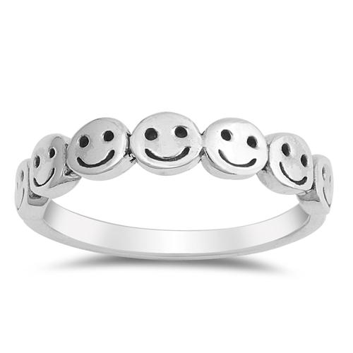 Smiley Eternity Sterling Silver Ring