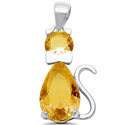 CLEARACE - Colorful Sitting Cat( kitty) Sterling Silver 925 with Swarovski Crystals