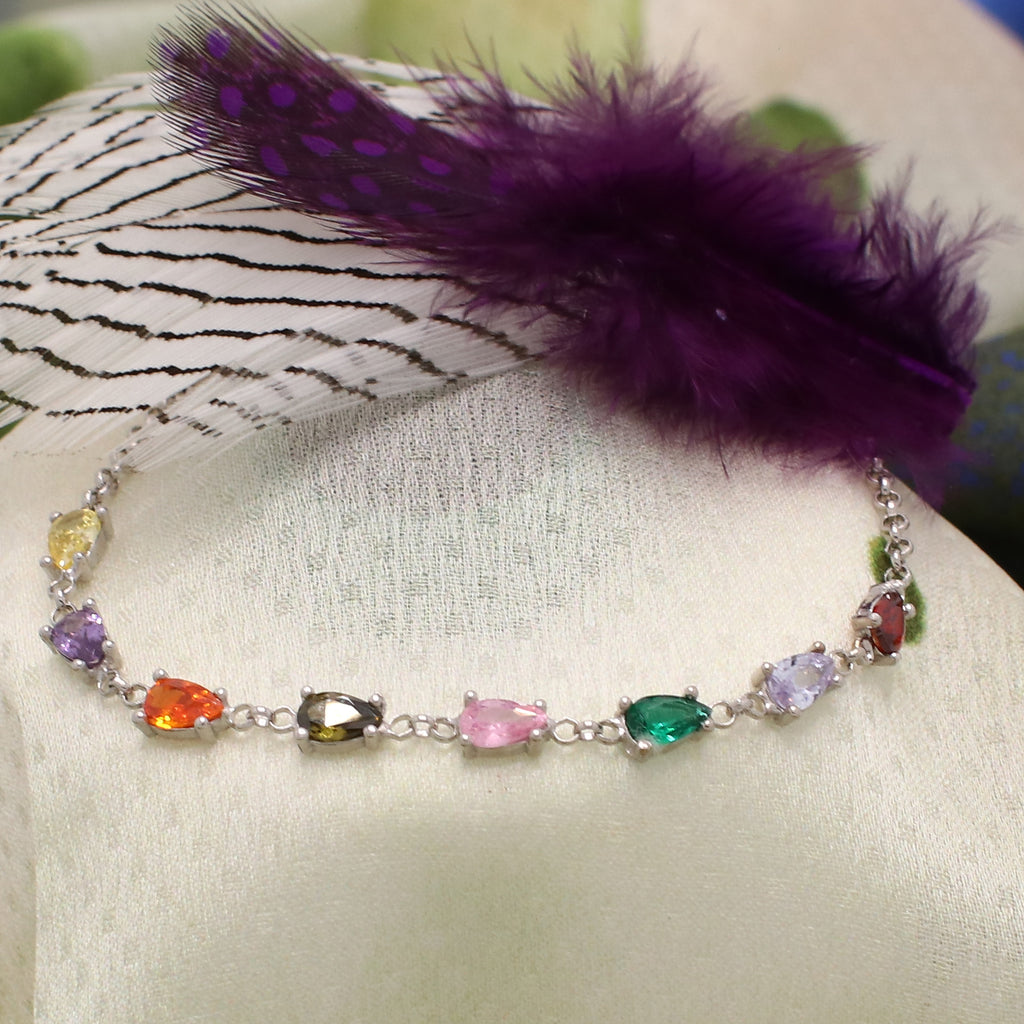 Exclusive, One of kind , Artisan and Handmade Sterling Silver, Cubic Zirconia  Bracelet