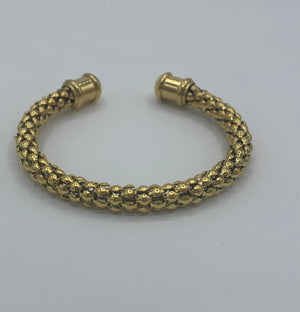Yellow Gold Snake Skin Stainless Steel Cuff Bracelet