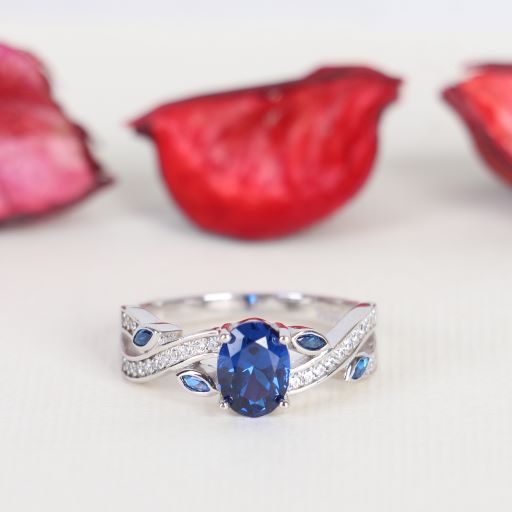 Sapphire Twisted Vine Sterling Silver Ring